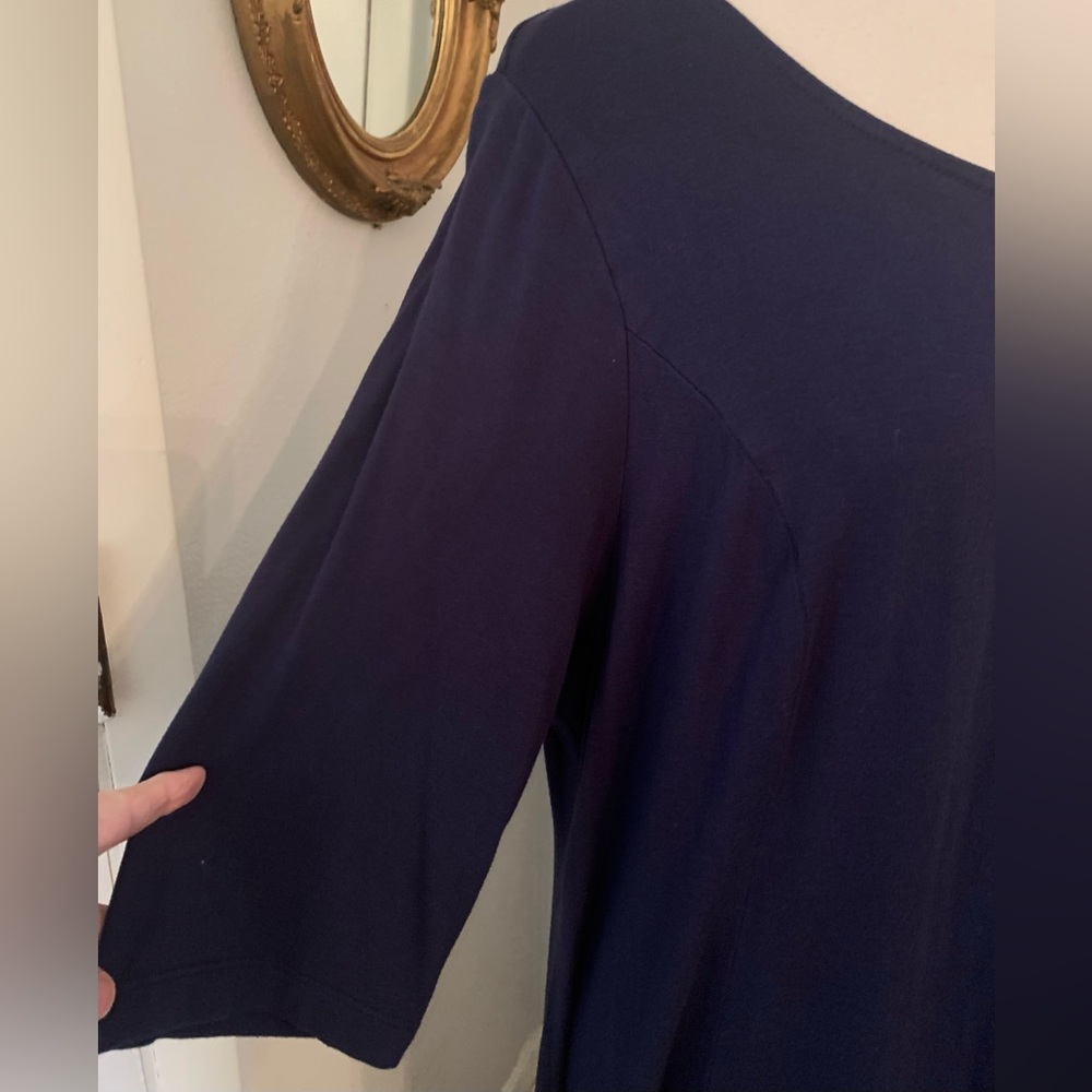 Catherine’s Navy Blue Maxie Dress 1X petite Casual Party long V Neck Lagenlook - Picture 6 of 10